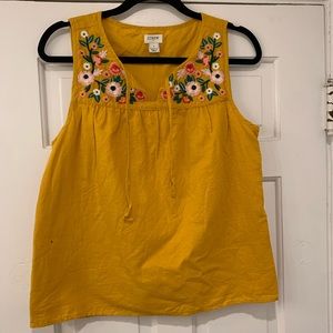 J. Crew Factory Embroidered Linen Top